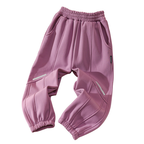 Children's Fleece Pants for Autumn/Winter Outdoor Wear, Girls' Cotton Pants with Australian Grain Fleece, Boys' Warm and Windproof Pants, Winter Thick Sweatpants