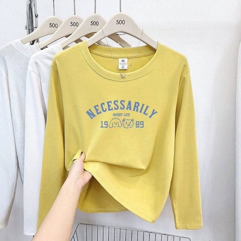 2026 new model pure cotton long-sleeve t-shirt for women, autumn wear, base layer top, outerwear, plus size women's top 2026 new model pure cotton long-sleeve t-shirt for women, autumn wear, base layer top, outerwear, plus size women's top