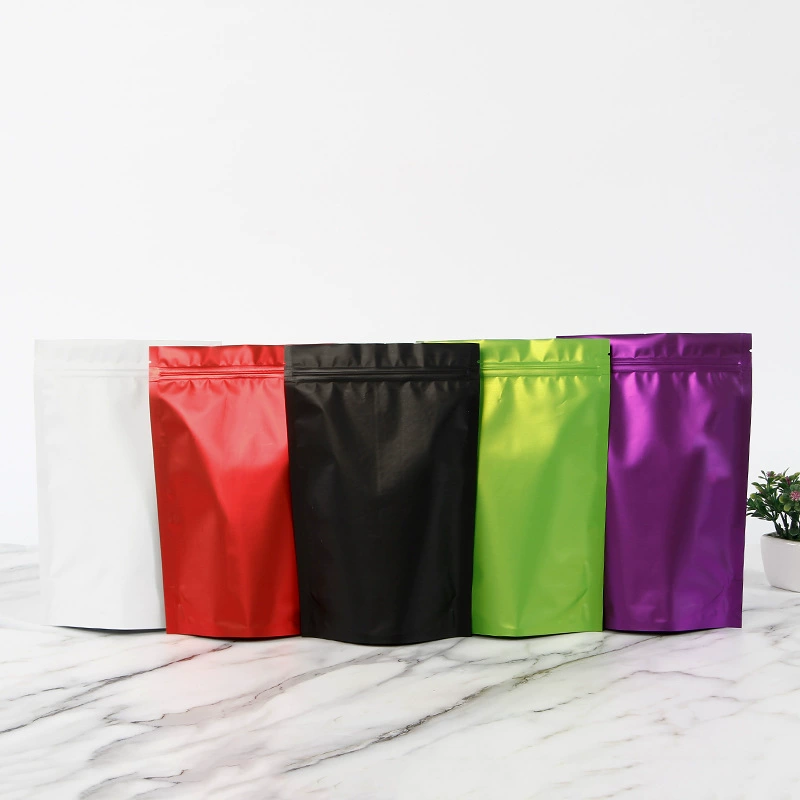 Цветная алюминиевая пищевая сумка матовая матовая алюминиевая фольга самокрываемой сумка для чая молния упаковочная сумка с печатным логотипом