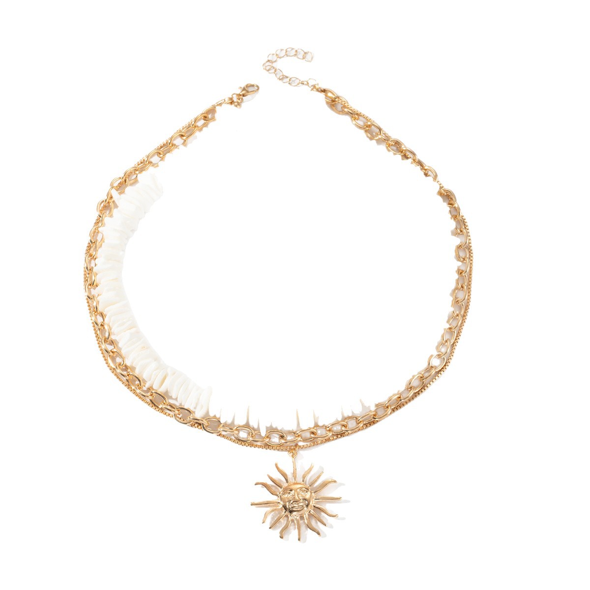 Natural Shell Necklace Hot Selling Beautiful Niche Light Luxury Jewelry Sun Pendant Multi-Layer Stacking Vacation Style_voghion.com