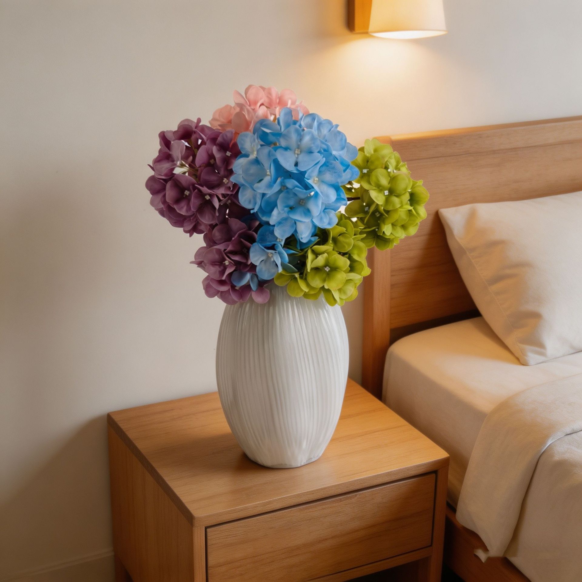 Ikki bosh hydrangea sun'iy gul to'y yo'llantiruvchan guli uy dekorasiyasi