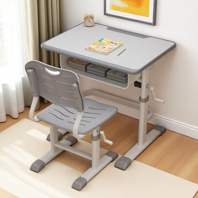 Household Children's Study Table, Writing Table, School Training Class Desks and Chairs, Installation-Free Primary School Students' Desks and Chairs That Can Be Lifted