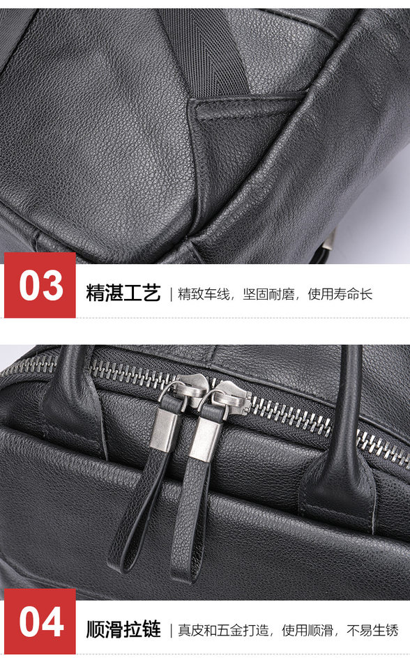 Ba lô nam da bò thật đa năng công sở đựng laptop 14 inch — Cà phê, Vải dệt trơn màu đen, màu đen, Màu nâu cà phê chi tiết 28