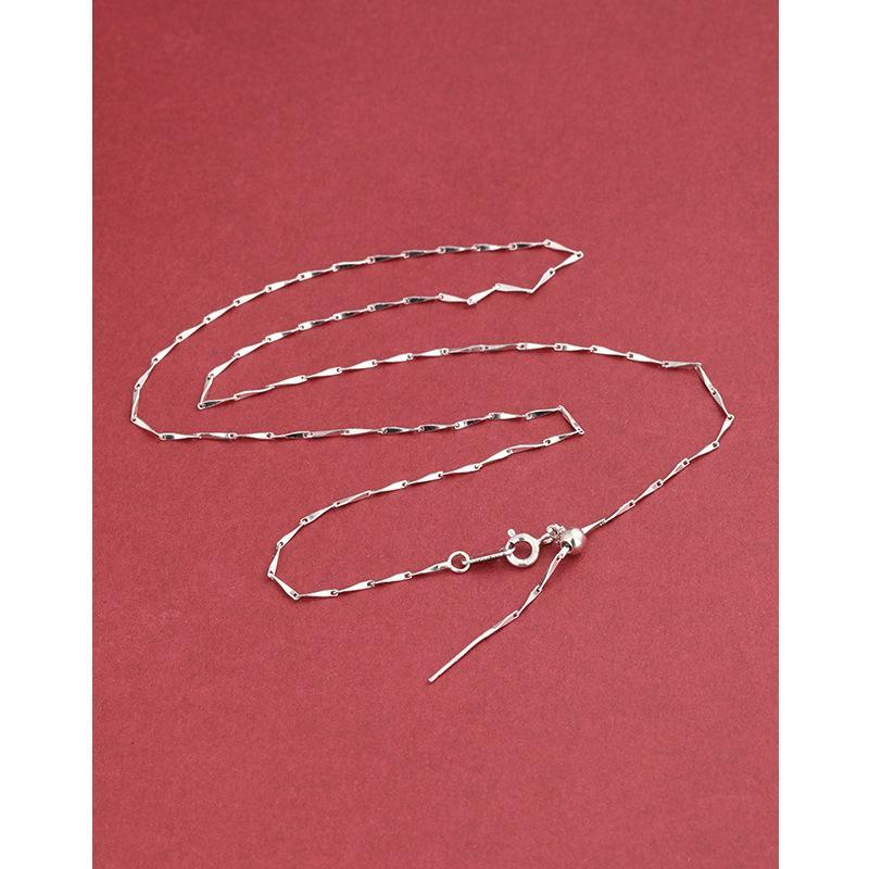 Collar de cadena Chopin de plata de ley 925, cadena universal femenina, cadena de pull, cadena de clavícula, cadena de suéter, colgante de aguja de agujero pequeño de bricolaje