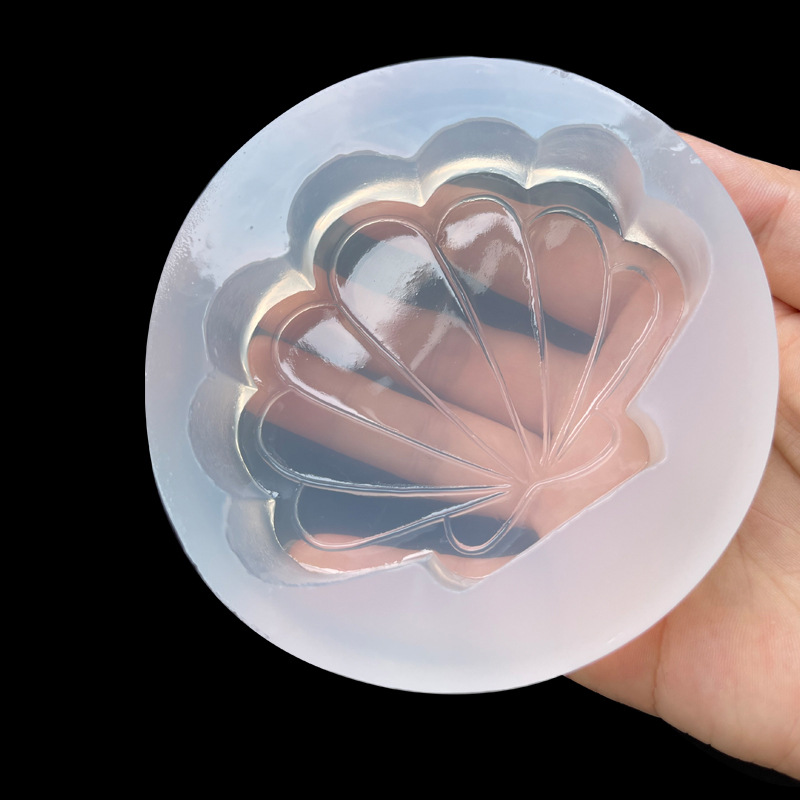 Nuevo espejo geométrico Shell molde de silicona DIY epoxi decoración mesa arcilla cerámica suave epoxi molde