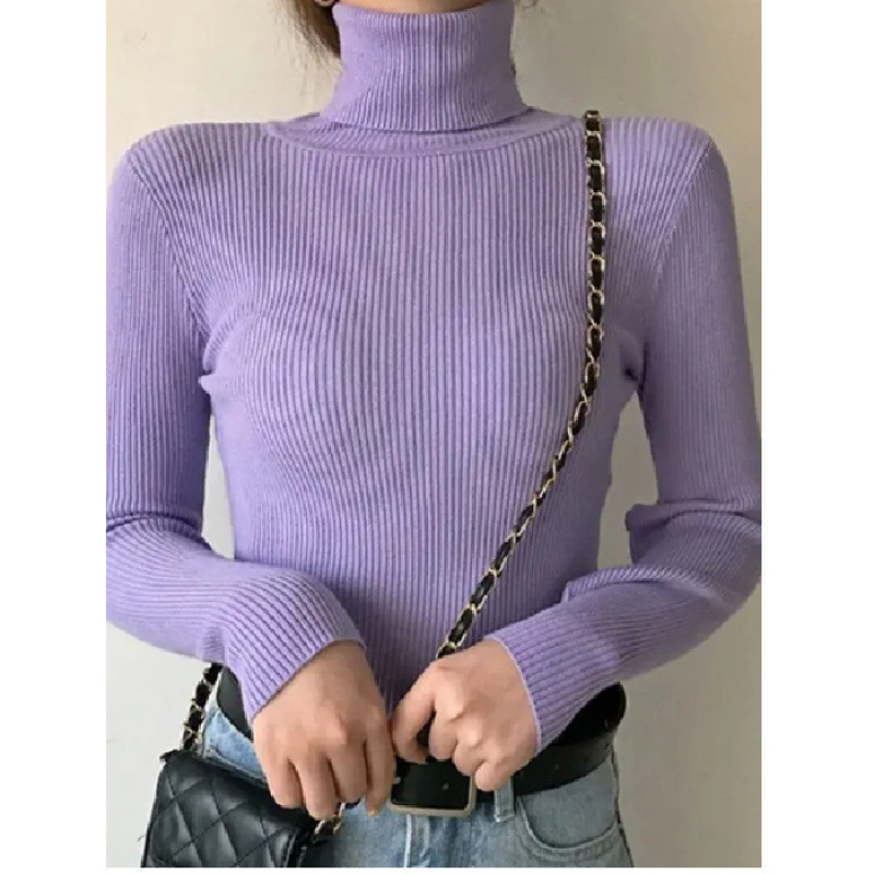 Casual Elegant Turtleneck Knitwear for Women in Autumn and Winter Slim Short Pullover Tight Inner Wool Bottoming Long-Sleeved Knitwear Casual Elegant Turtleneck Knitwear for Women in Autumn and Winter Slim Short Pullover Tight Inner Wool Bottoming Long-Sleeved Knitwear