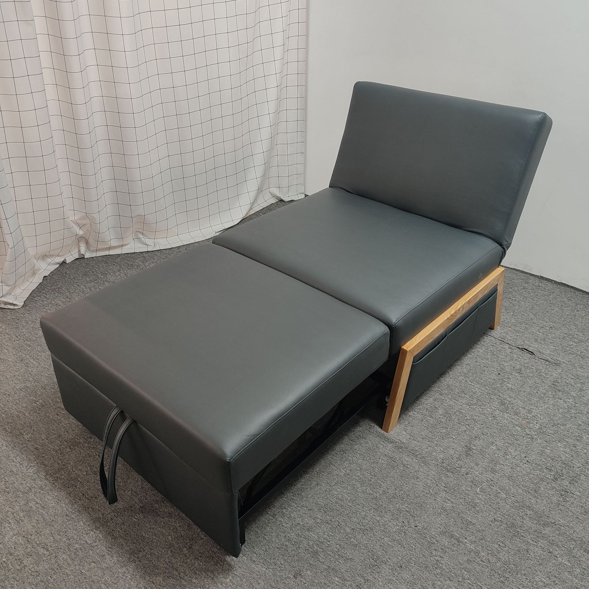 Sofá cama multifuncional de una sola persona para casa pequeña balcón sala de estar almuerzo sin lavar tela de tecnología de peinado telescópico image 2