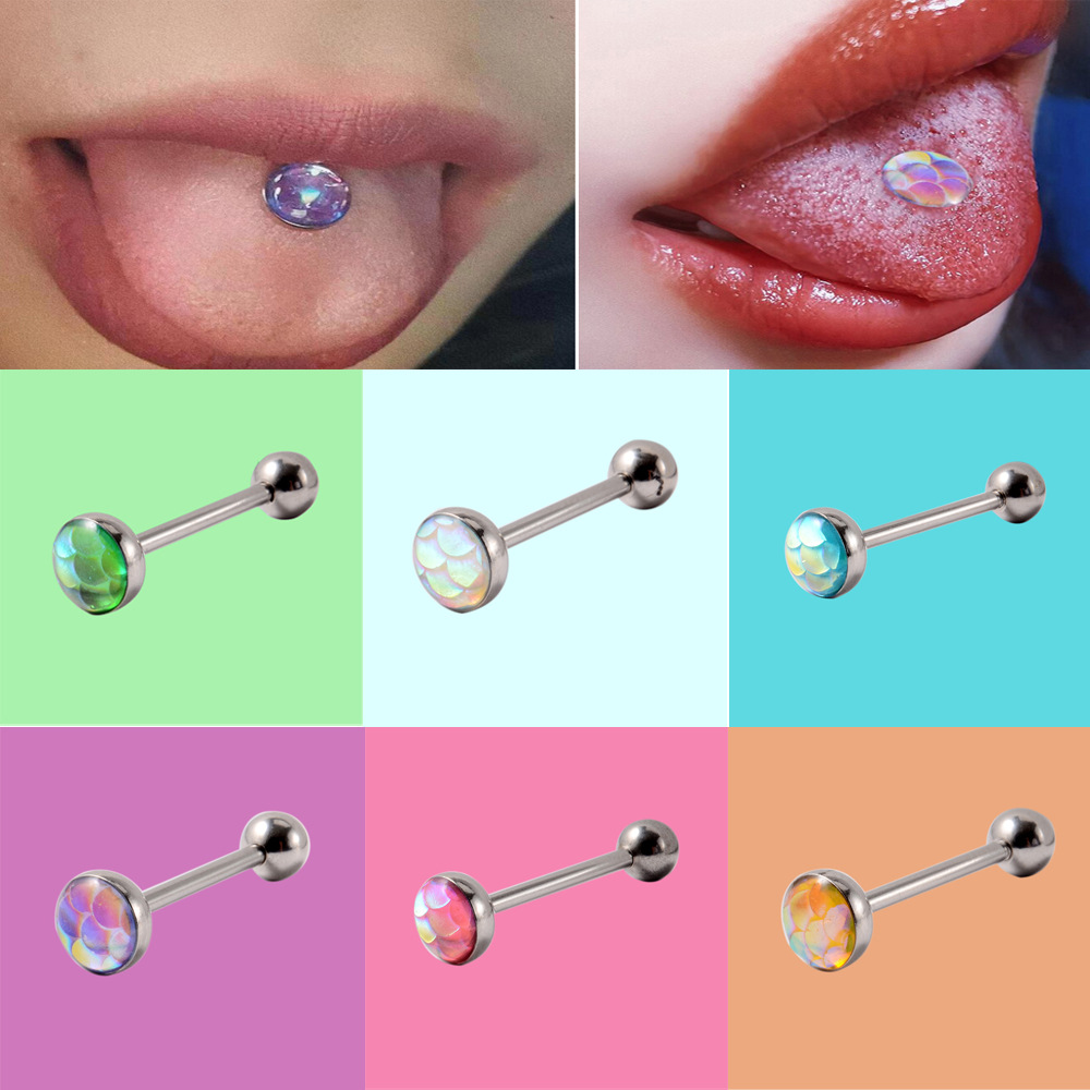 Fashion Round Stainless Steel Polishing Enamel Tongue Nail 1 Piece