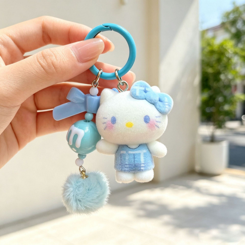 Flocked KT Hello Kitty M&M's keychain DIY accessories cute plush toy gift bag pendant decoration wholesale for stalls Flocked KT Hello Kitty M&M's keychain DIY accessories cute plush toy gift bag pendant decoration wholesale for stalls