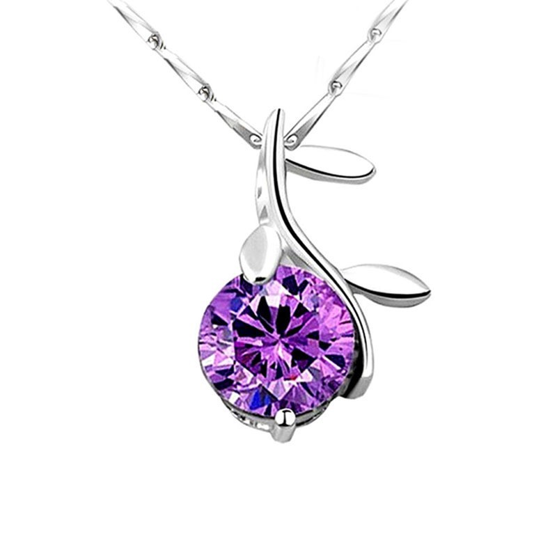 싱글 지르코늄 리프 퍼플 다이아몬드(체인은 포함되지 않음)