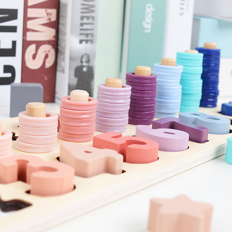 Montessori macaron tablero logarítmico Digital Color clasificación forma cognitiva juego bloques de construcción educación temprana juguetes educativos