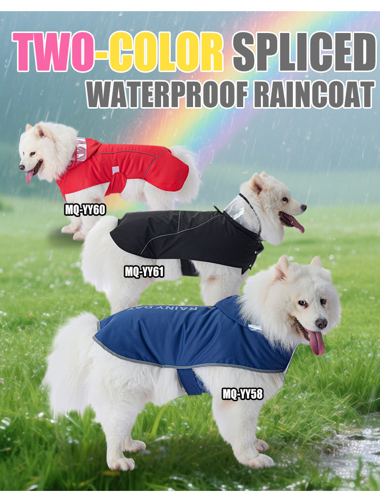 Large Dog Raincoat With Leash Attachment Mesh Reflective Strip Velcro Closure Pet Products Dog Clothing & Shoes_voghion.com