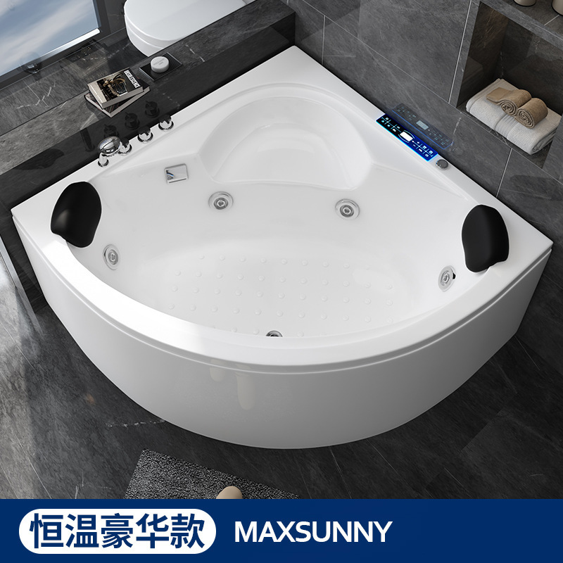 Freestanding Acrylic Triangle Curved Bathtub Skirt Surf Massage Constant Temperature Double Large Fan Bathtub