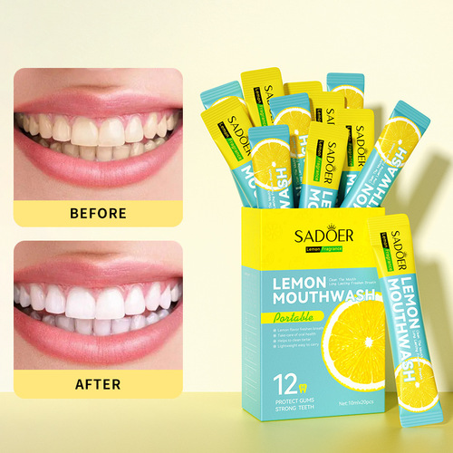 Full English SADOER Lemon Mouthwash Boxed Fresh Oral Care Teeth Cleaning Portable Cross-Border Foreign Trade Wholesale