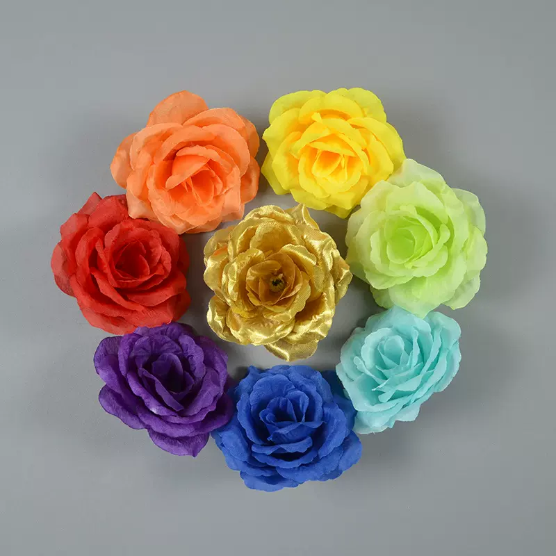 仿真10cm玫瑰花朵厂家批发绢布玫瑰花头衣帽装饰婚礼花墙插花diy