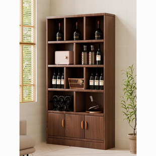 Solid Wood Wine Cabinet Home Living Room Storage Rack Display Cabinet Commercial Simple Small Entrance Cabinet Wall Partition Cabinet Wine Rack