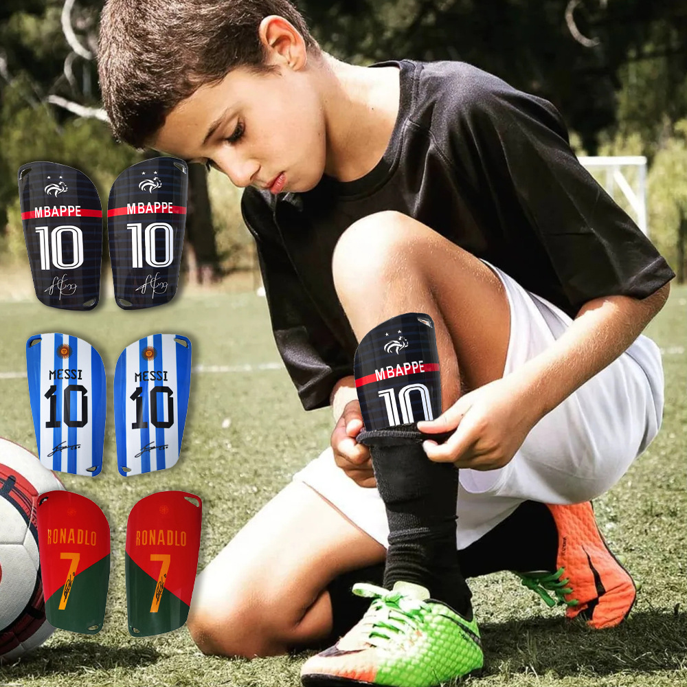 Cross-Border Celebrity Digital Football Shin Guards Sublimation Printed Mini Shin Pads Football Training Protective Gear Shin Guards