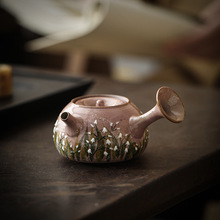 手绘铃兰花茶壶中式复古侧把壶单壶家用陶瓷泡茶壶功夫茶具一人用