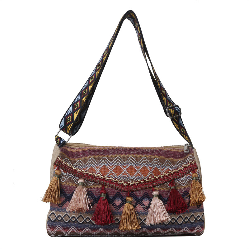 Mochila de gran capacidad de moda transfronteriza textura bolso de mano estilo nacional mochila de hombro ancho cinturón de hombro bolsa retro image 6