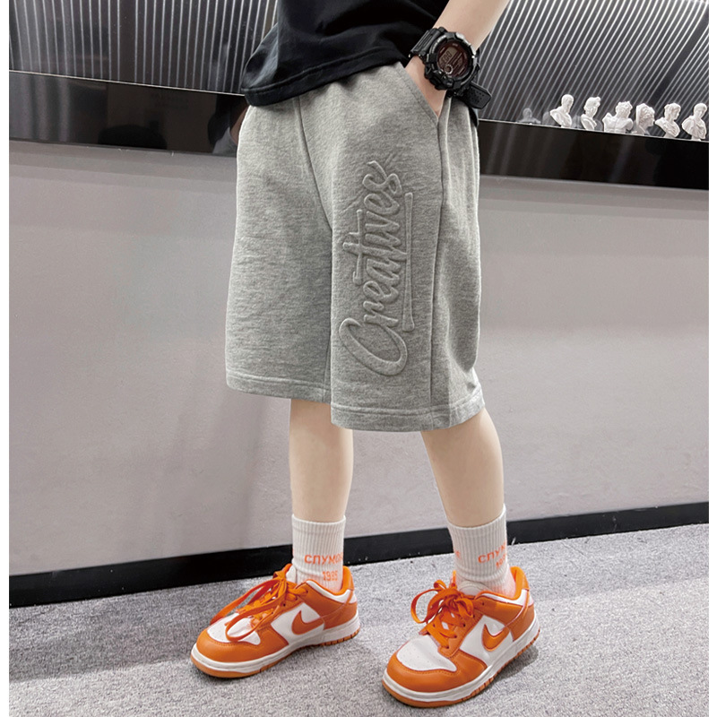Boys' Cotton Shorts Big Children's Sports Medium and Big Children's Thin Summer Boys Western-style Children's Cropped Casual Pants
