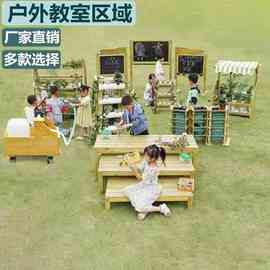 幼儿园户外角色扮演区娃娃家厨房绘画墙贩卖台桌椅游戏屋交通游戏