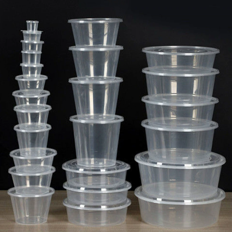 Одноразовый ланч-бокс квадратный круглый для фастфуда, утолщенный пластиковый контейнер с крышкой