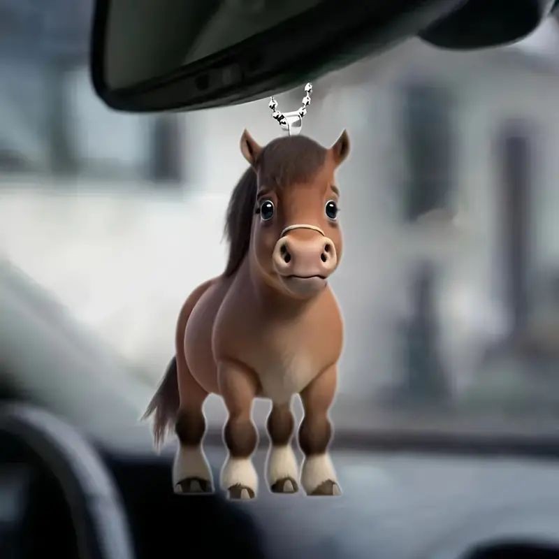 Creativo lindo colgante de pony acrílico plano transfronterizo automóvil retrovisor interior decoración colgante llavero