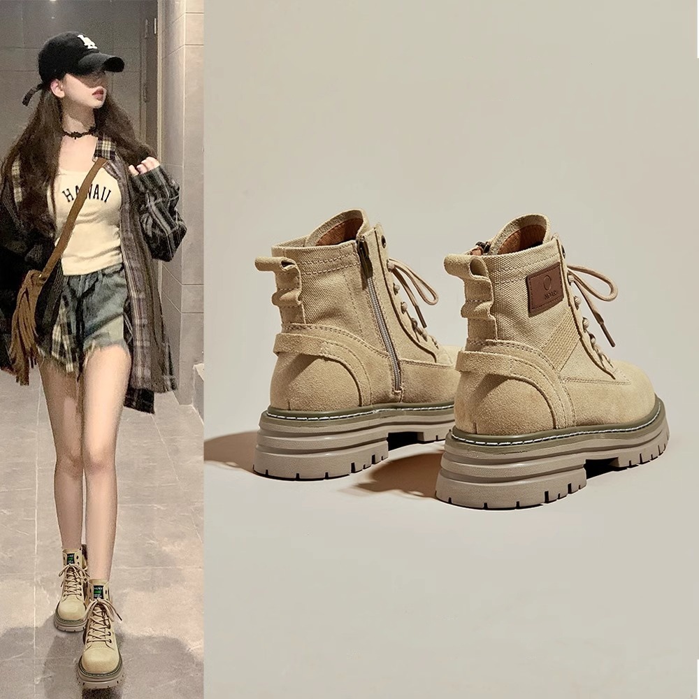 Herbst Vintage Arbeitsstiefel Frühling und Herbst Single Boot Explosion Plateau Stiefeletten_voghion.com