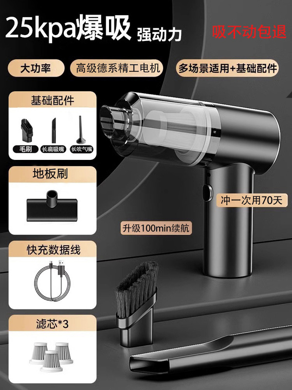 車用掃除機 車用ワイヤレス充電 車用家庭用 大吸引 小型ハンドヘルド ミニ車内|undefined