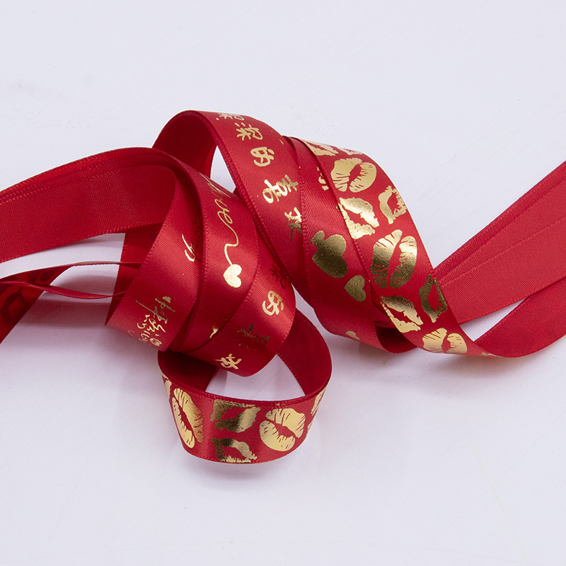 2.0cm impresa en inglés LOVE estampado cinta de oro Día de San Valentín vino rojo flores pastel decoración cinta de embalaje