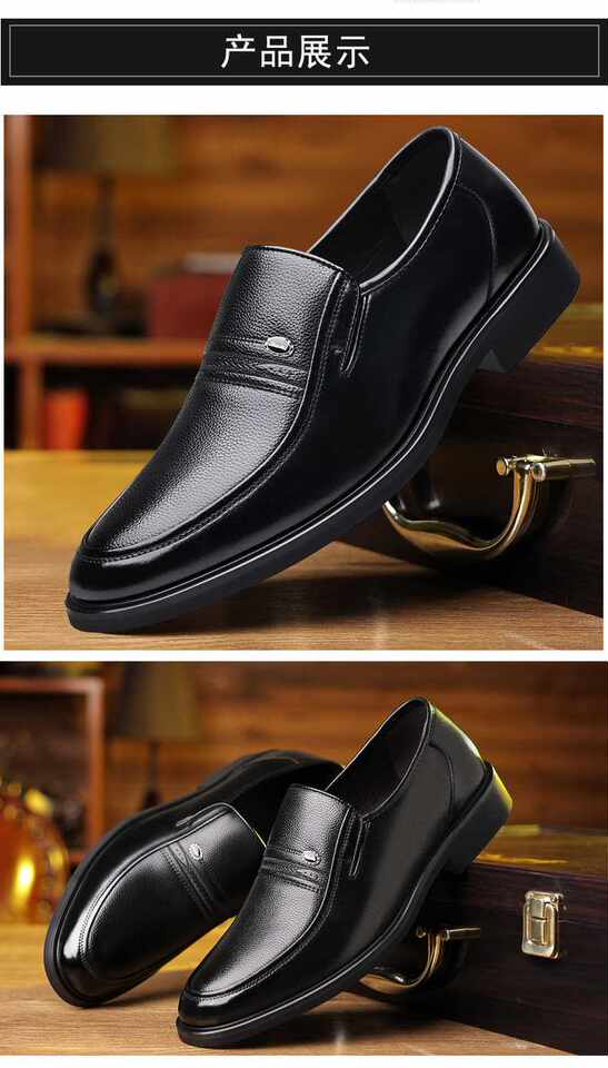 Giày da công sở nam mũi nhọn cổ thấp kiểu xỏ chân, đế cao su chống trượt, form rộng size lớn — S2115 màu đen chi tiết 12