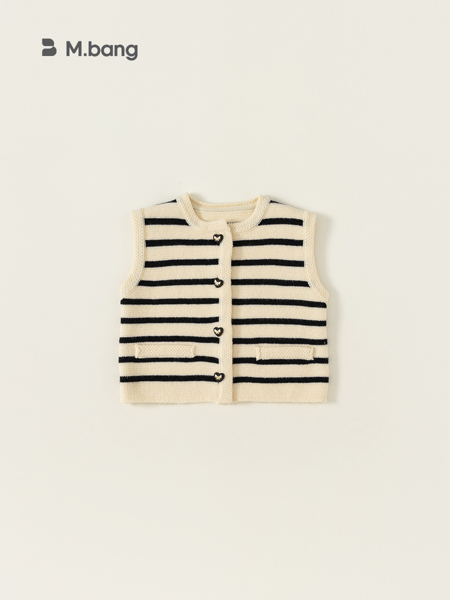 Babycity primavera Chaleco de los nuevos niños versátil cardigan niñas rayas de punto chaleco ropa para niños QY23117