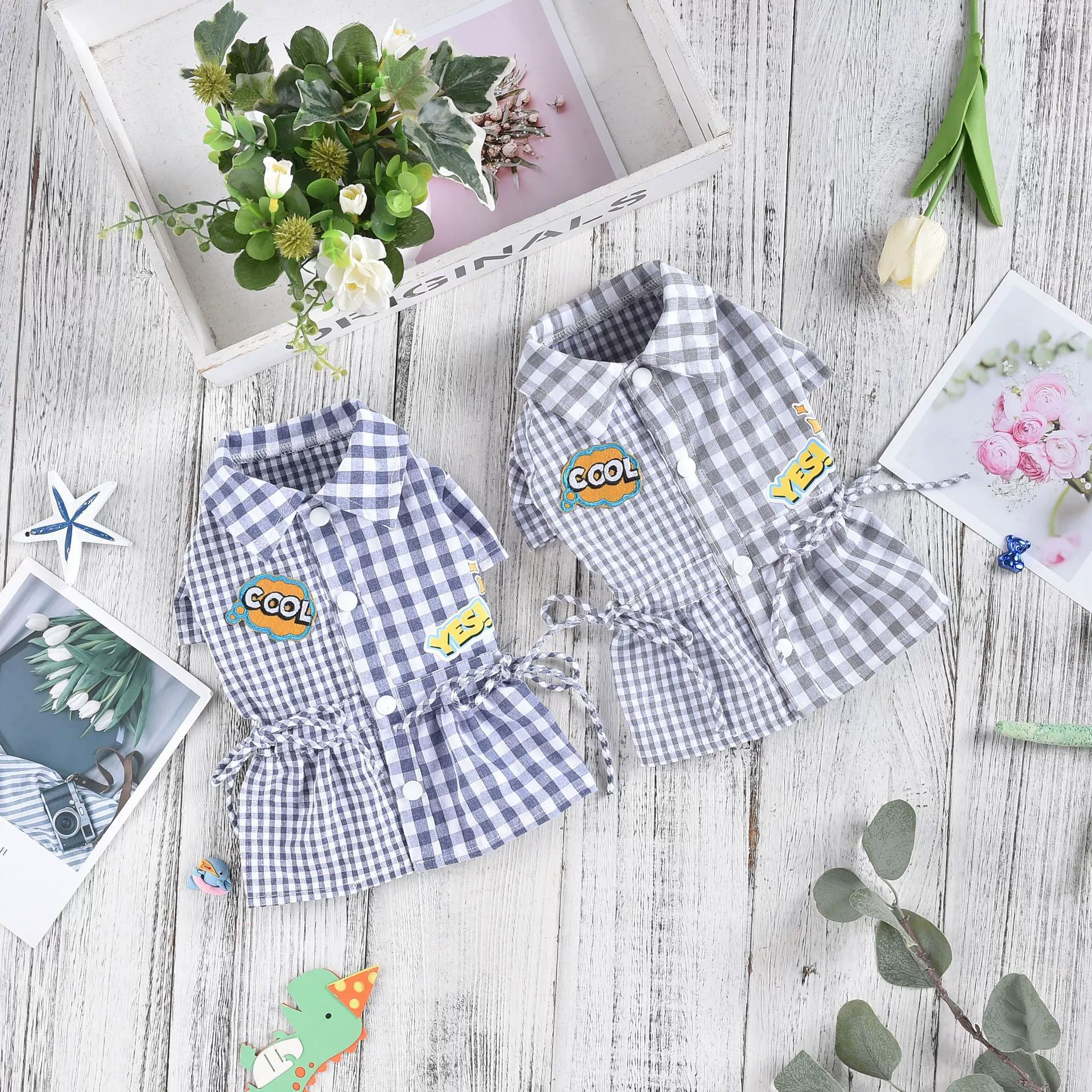 Собака кошачье платье в клетку хлопчатобумажное дерьмо