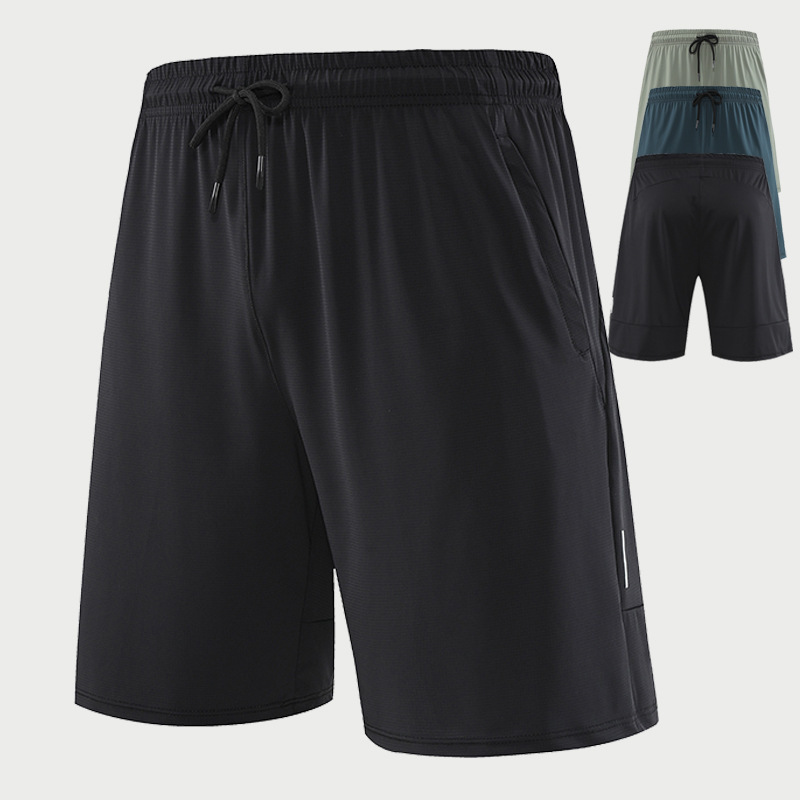 2023 Summer Sports Shorts Men's Quick-drying Running Pants Loose Casual Fitness Pants Training Cropped Pants Pocket Zipper