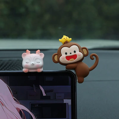 Ornaments Car Center Console Screen: Car ornaments - little-deer-little-monkey-free-traceless-glue