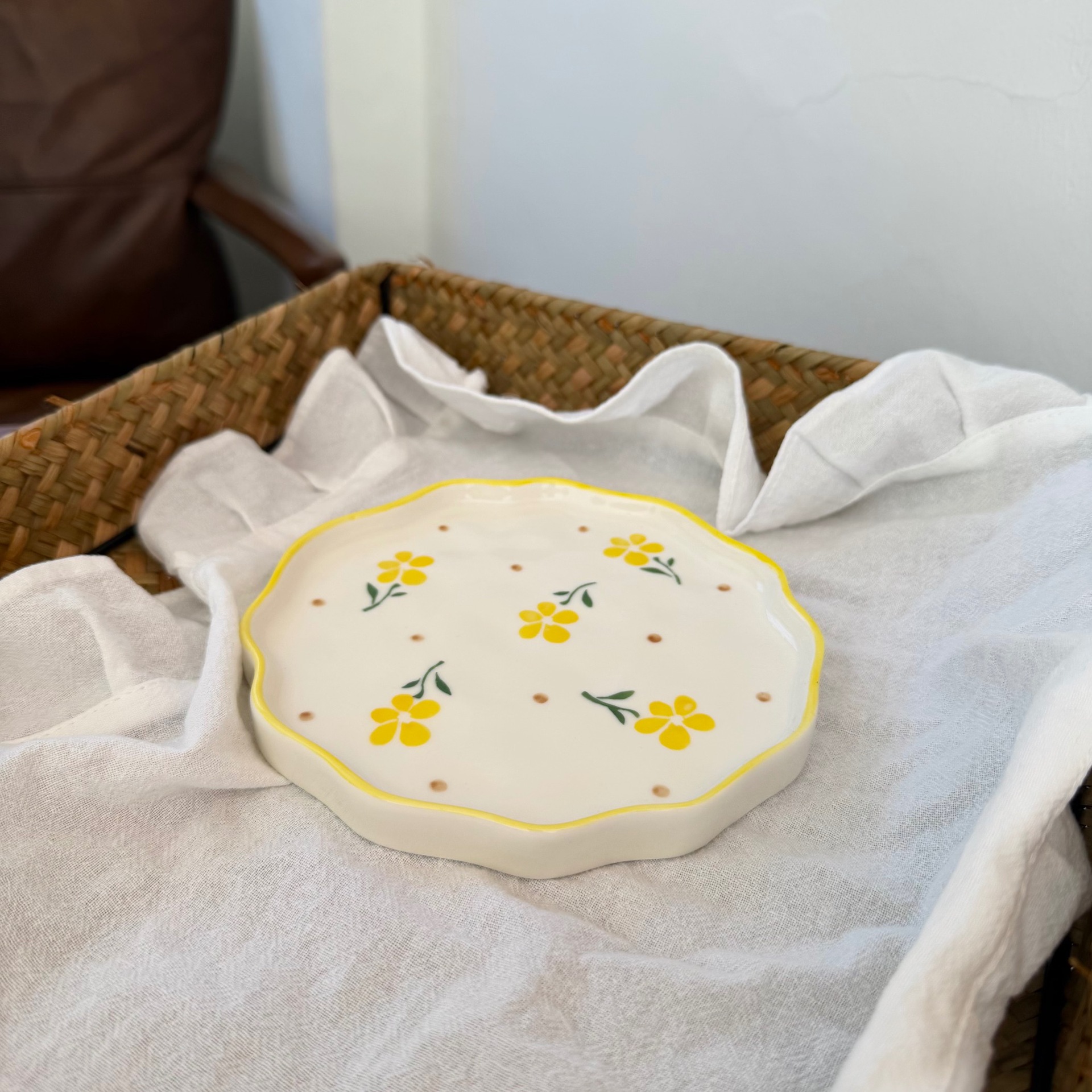 Navidad francesa retro pinza de mano pura pintada a mano taza de café de cerámica plato de alto valor plato de postre de té de la tarde