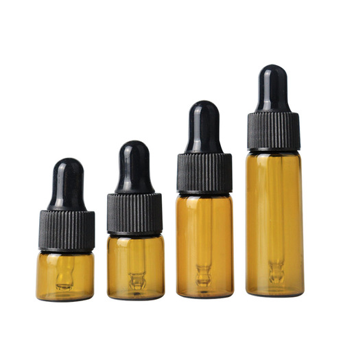 Promotional brown essential oil bottle 1ml2ml3ml5ml cosmetic glass bottle trial sample sub-bottle dropper bottle