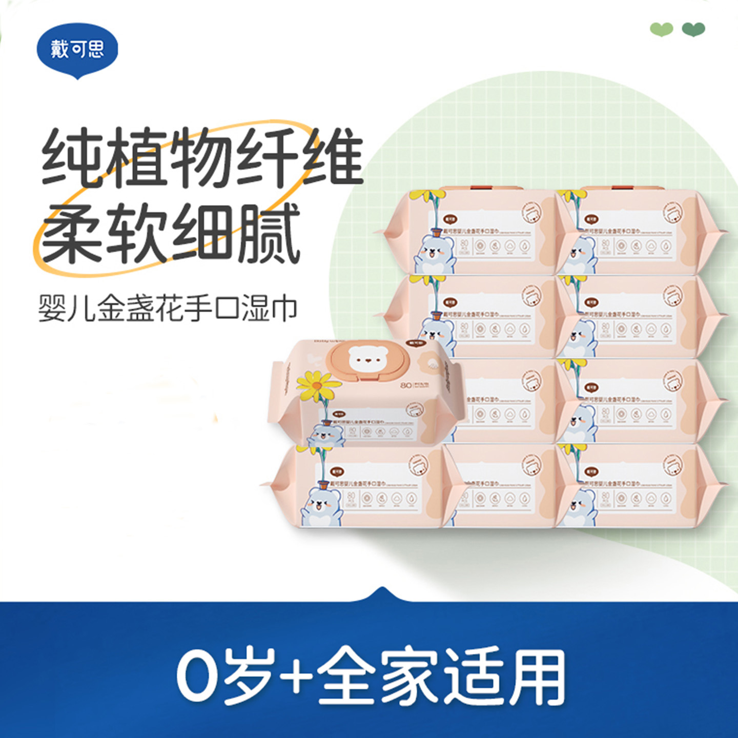 Daikes Infant Hand and Mouth Wipes, Newborn Baby Hand and Mouth Special Thickeneded 80 Pumps, Family Affordable Pack