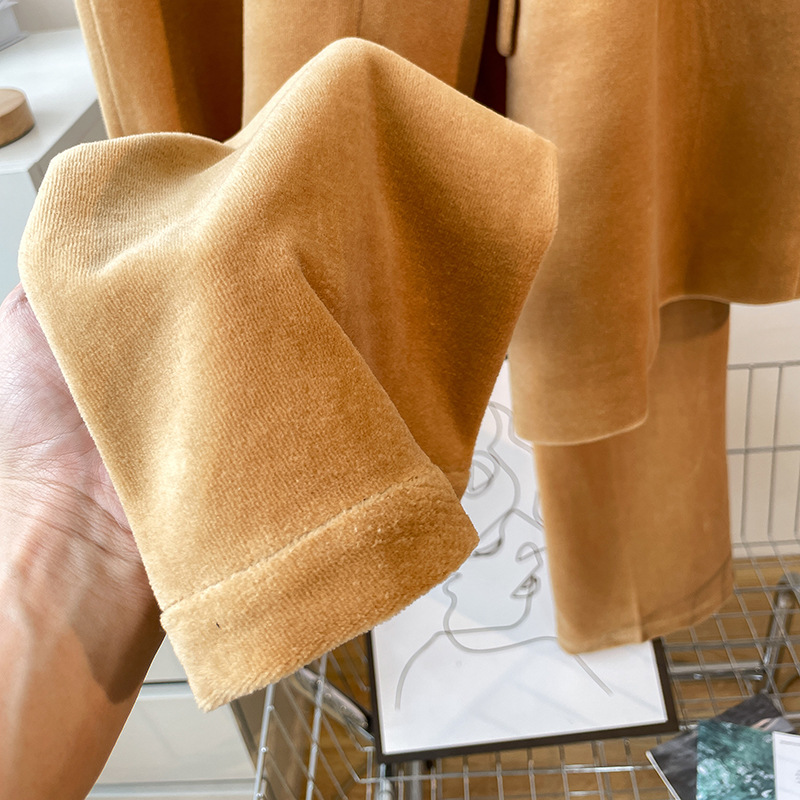 GraceChic 2025 Spring And Autumn New One-Button Set Irregular Lapel Simple Camel Suit Pants For Women_voghion.com