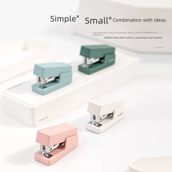 Deli Newse Ns083 Stapler (Including Box Staples) Student Mini Stapler Morandi Color Alloy