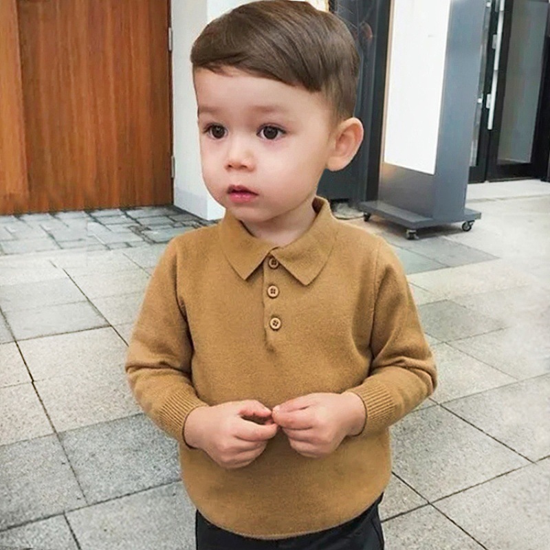 男童春秋毛衣2026新款中小儿童百搭polo小翻领针织衫男宝宝打底衫