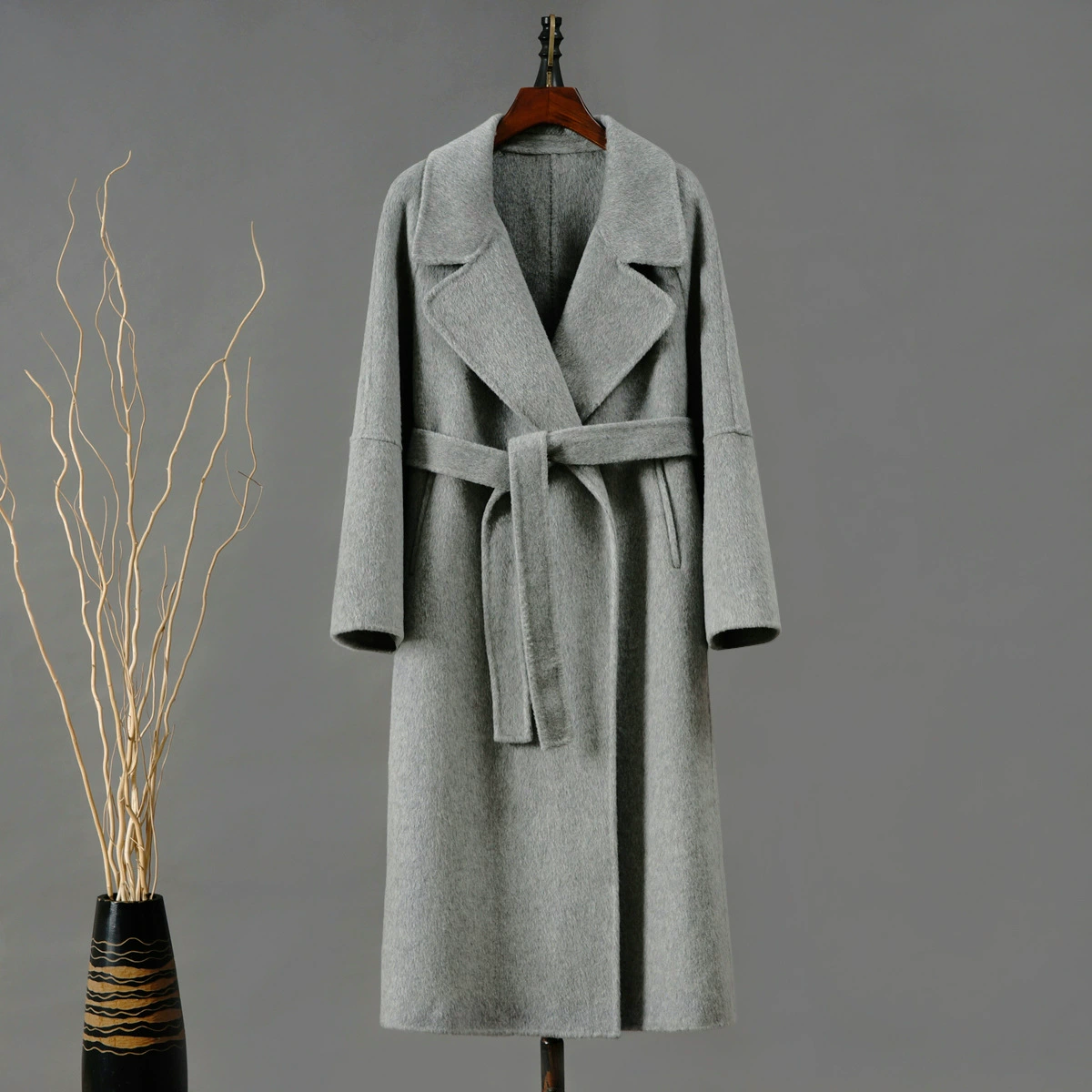 Взрывы интернет-знаменитостей 2023 Осень/Зима Двустороннее шерстяное пальто Длинное корейское свободное повседневное шерстяное пальто в наличии