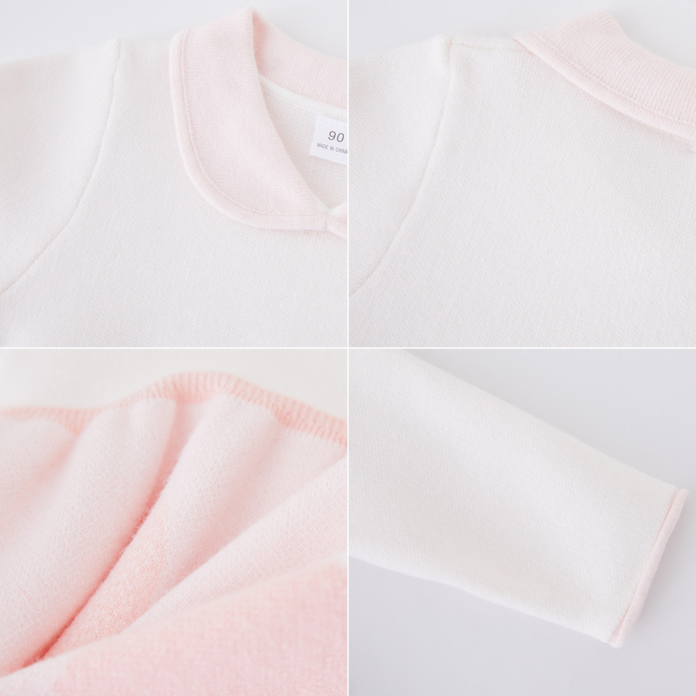 Solapa jacquard falda de lana para niños niñas primavera y otoño Vestido de manga larga de punto estilo coreano bebé falda de fondo