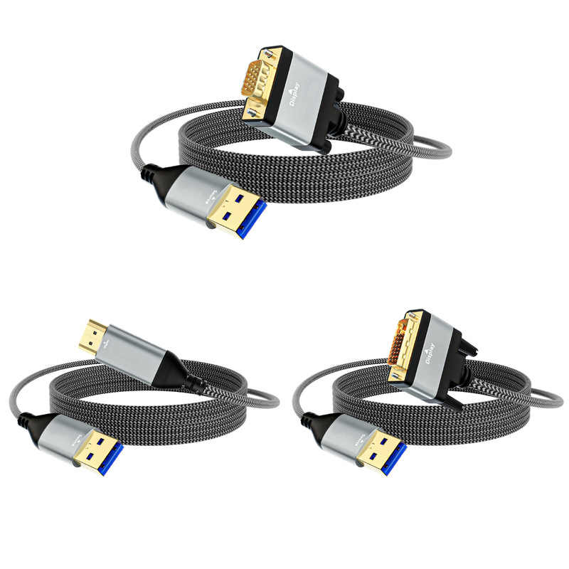 Usb3.0 to Vga HDMI Dvi Male to Male Video Cable Notebook Connected to Monitor Projector Extended Screen