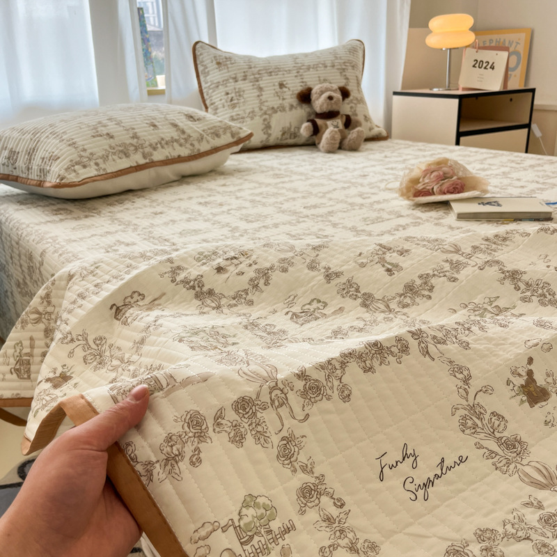 Tapa de cama de tatami de algodón de tres piezas de algodón puro 2025 nuevo estilo cuatro estaciones sábanas antideslizantes universales cubierta kang