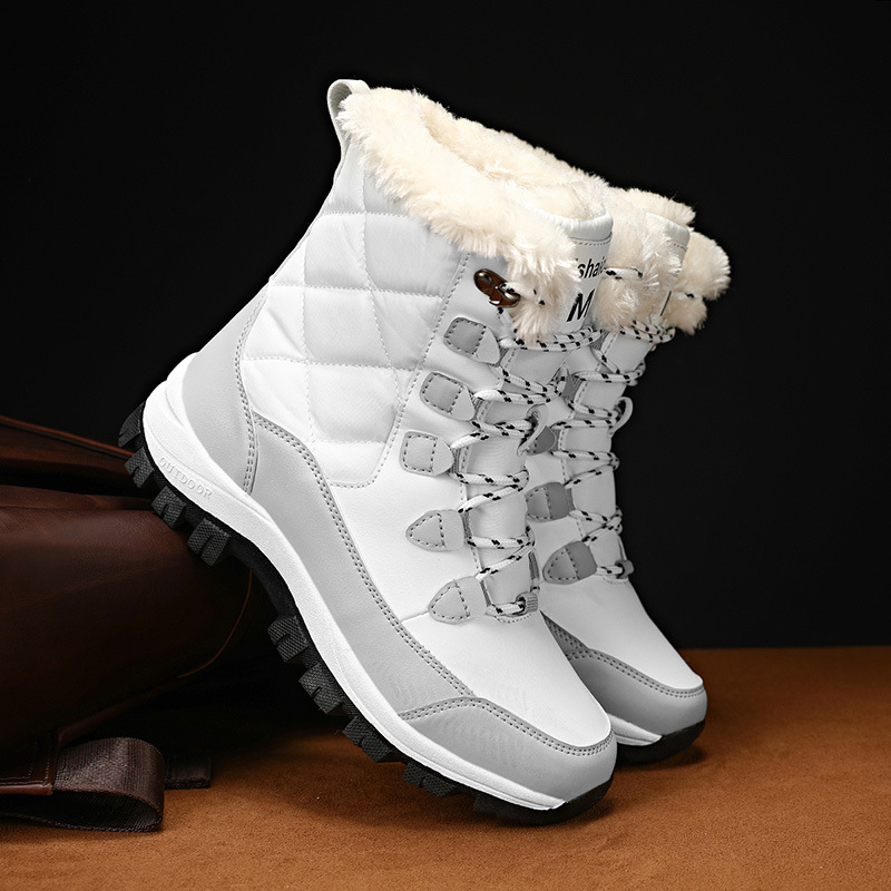 2026 botas de nieve de invierno transfronterizas para hombres y mujeres de tubo medio y largo calentamiento de lana gruesa zapatos de algodón al aire libre del noreste