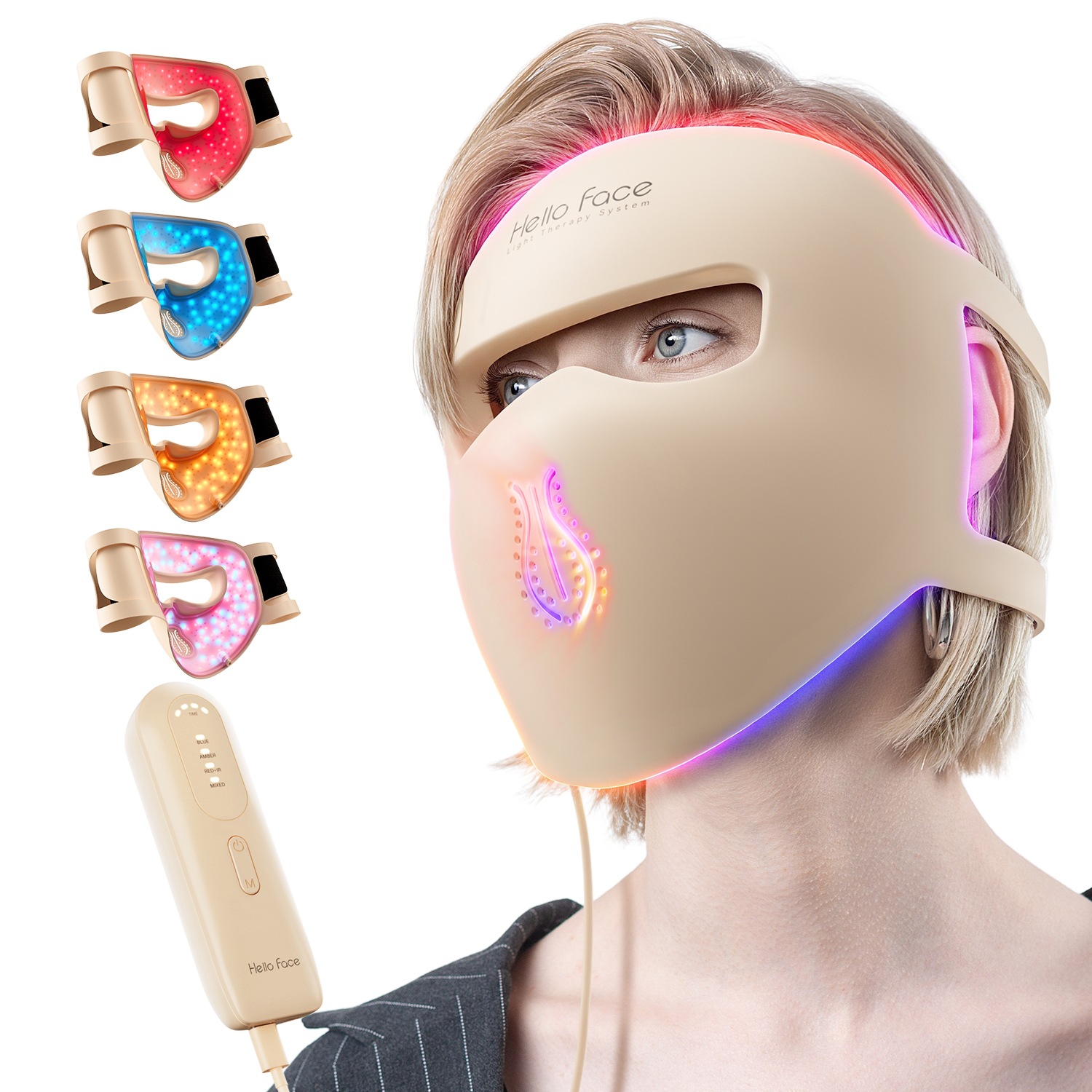 New Silicone 3D Beauty Mask, Home-Use Led Optical Mask with 4 Core Light Beads, Portable, 24-Hour Delivery