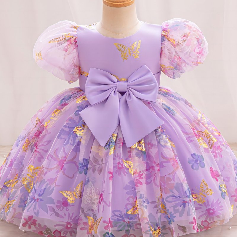 Floral mesh princess dress girl Party attire kids clothes|undefined