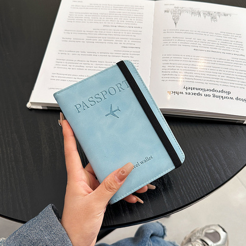 Cross-border PU leather passport holder ticket protective cover portable fashionable overseas multi-card slot anti-theft strap passport holder