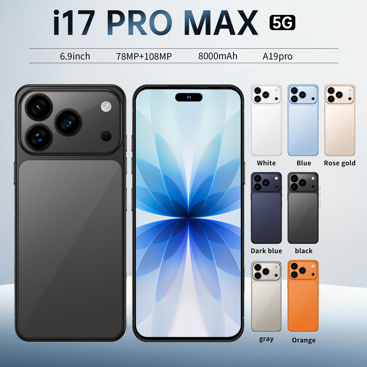 I17promax跨境7.3英寸高清屏安卓2+16G全球通智能手机4核低价现货